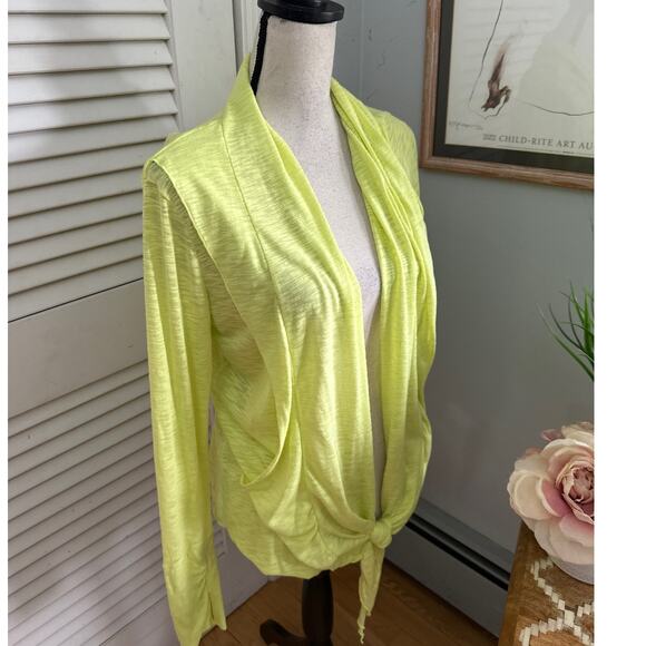 MONDETTA MPG Womens Top Medium Neon Yellow Open Cardigan Athleisure Casual - Picture 3 of 10